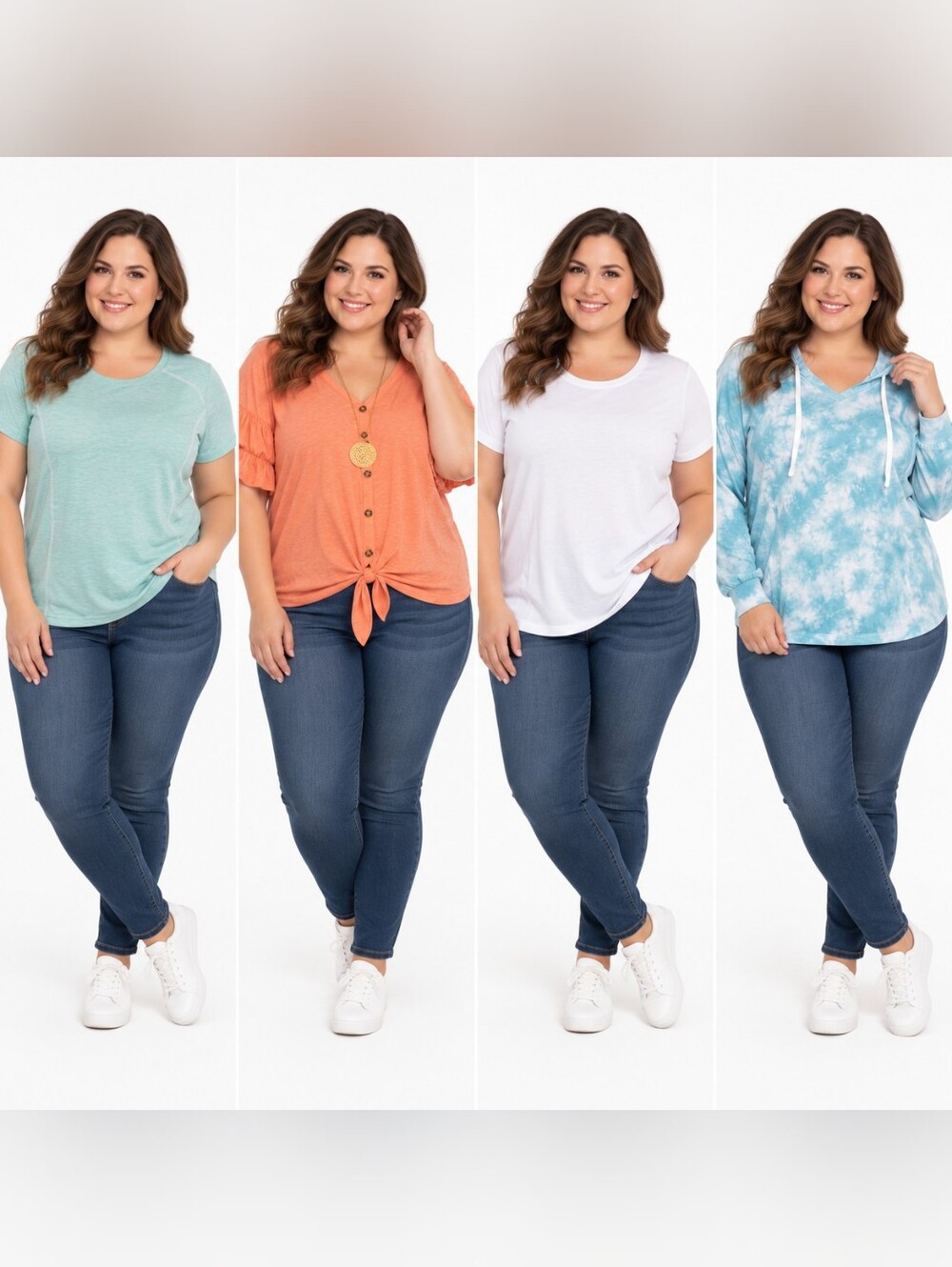 Women’s 2X 4-Pc Tops Bundle Zone Pro Bobbie Brooks Tie Dye Hoodie Tee Set